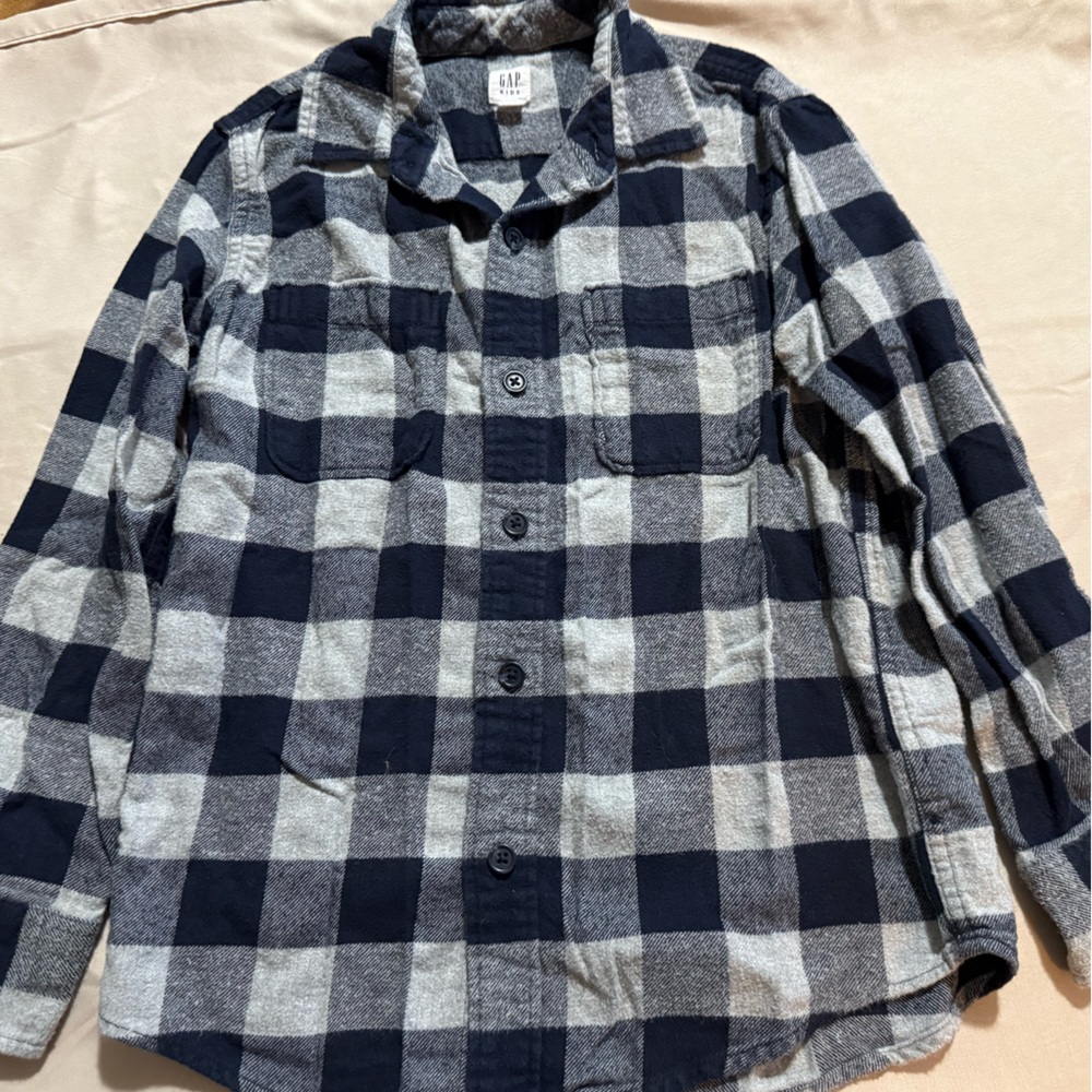 GAP Boy’s Blue and Gray Plaid Shirt